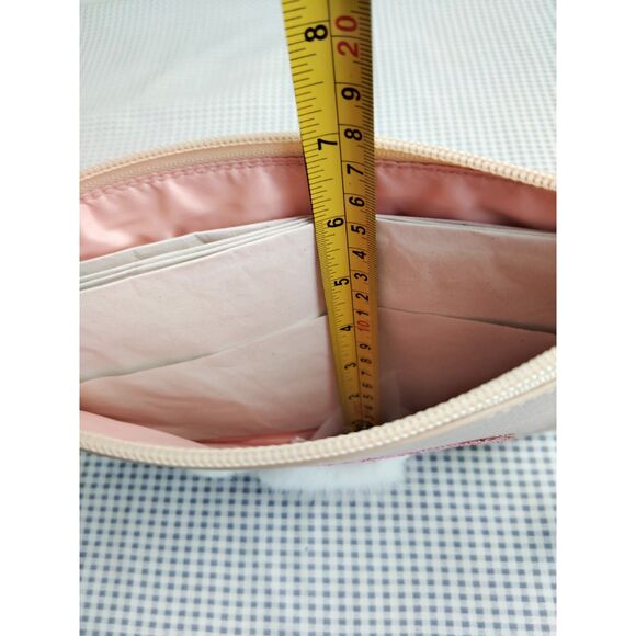 LC Lauren Condrad Peach French Kitty Wristlet Pouch Make Up Bag NWT - Picture 8 of 15